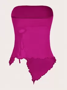 SHEIN ICON Top Sin Tirantes Para Mujer Con Detalles De Cordón Y Dobladillo Dividido