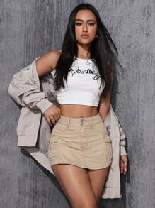 Flexra 女式纯色工装牛仔短裙