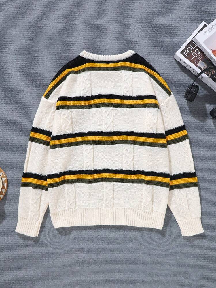 Men's Striped Drop Shoulder Sweater