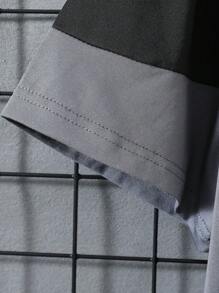 青少年男孩字母印花拼色短袖 T 恤和短裤 2 件/套 - 彩色 - 查看 6