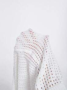 SHEIN SXY Solid Pointelle Knit Top & Knit Skirt - White - View 5