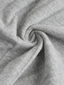 Teenage Girls' Knitted Solid Color One Shoulder Long Sleeve Casual T-Shirt - Light Grey - View 4