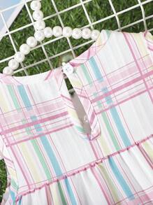 Stylish Baby Girls' Sleeveless Plaid Dress For Summer