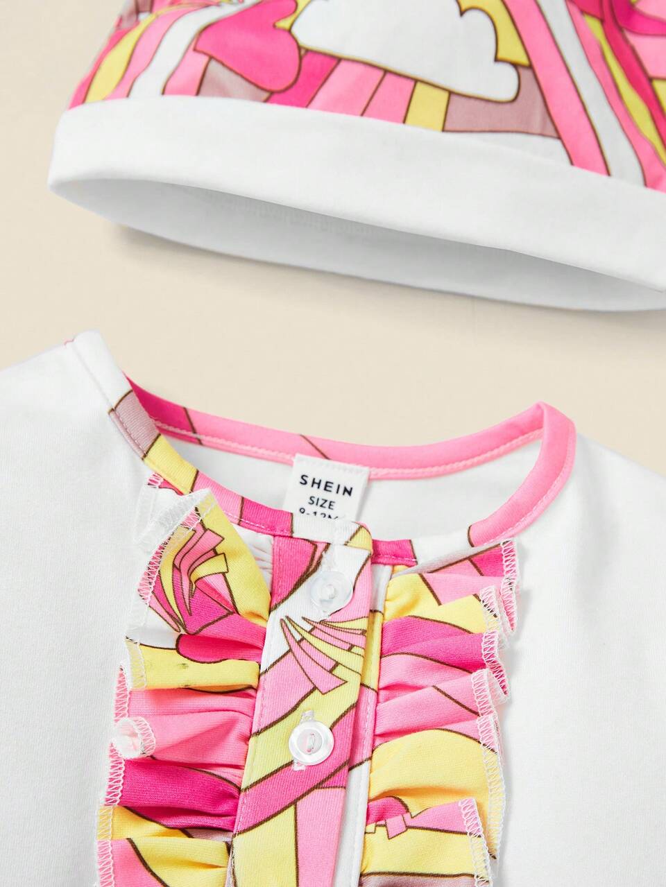 Baby Girl Cute Rainbow Heart Printed Jumpsuit