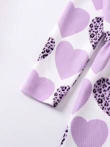 SHEIN 少女拼接細節長袖連衣裙 - 紫色 - 查看 5