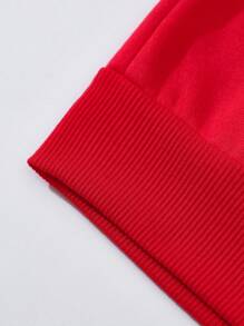 SHEIN EZwear Women's Hoodie With Virgin Mary Print - Red - View 4