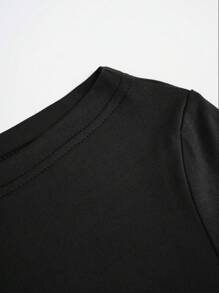 INAWLY Camiseta de manga larga con hombros descubiertos y estampado de letras para mujer, blusas gráficas para looks de primavera
