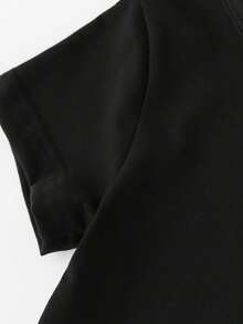 SHEIN 女童短袖t恤,印有新年快樂字樣 - 黑色 - 查看 3