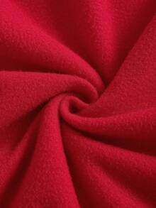 SHEIN EZwear 女式帶字印花加厚連帽衫 - 紅色 - 查看 4