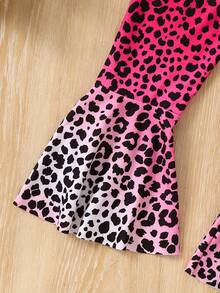 SHEIN Nhỏ bé Cô gái Màu thuần Áo sơ mi In hoa Báo Dây đeo Mì Ý  Áo Quần loe Giải trí - Nhiều màu - Xem 5
