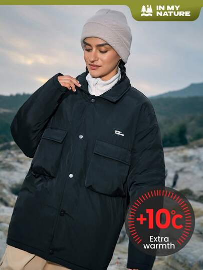 In My Nature 女士帶兜帽的運動外套，帶拉鍊正面和字母印花