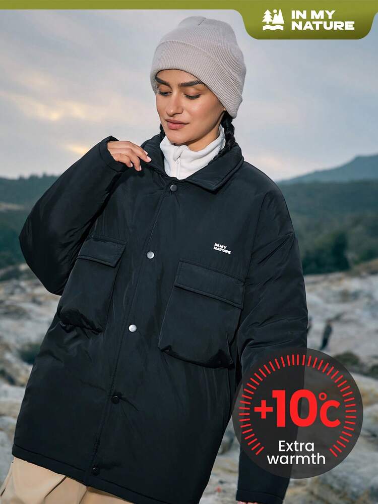 Ladies' Outdoor Sports Hooded Coat With Zip-Up Front And Letter Print