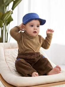 Ensemble bébé garçon de 2 pantalons décontractés et d'un chapeau, tenues de photographie adorables, adaptés aux vacances, à la prise de vues et aux rassemblements festifs - Multicolore - Voir 1