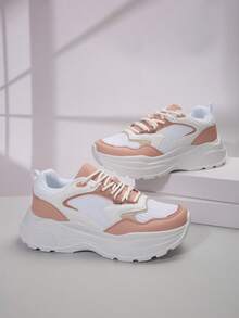 Của phụ nữ Giày thể thao Chunky Đối với Thể thao ,  chạy Và Giải trí Mặc , Mùa thu 2023 Hàng mới đến - Hồng - Xem 5