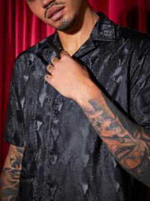 GENTILAND 2入組男士短袖寬鬆恤衫和短褲編織休閒套裝 - 黑色 - 查看 4