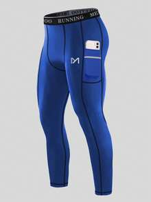 男士字母織帶腰帶拼接滾邊運動緊身褲