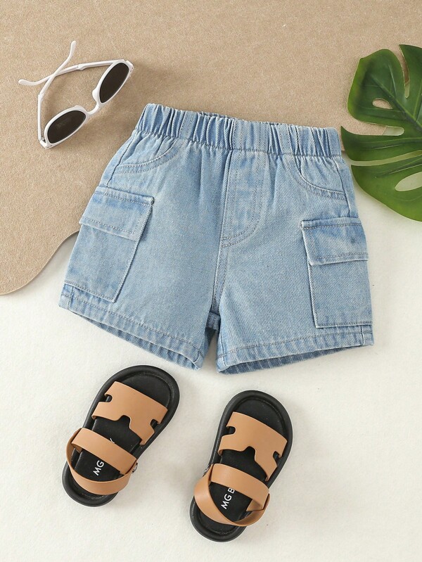 Shorts En Jean Décontracté Et Confortable Pour Bébés Garçons Avec Poches