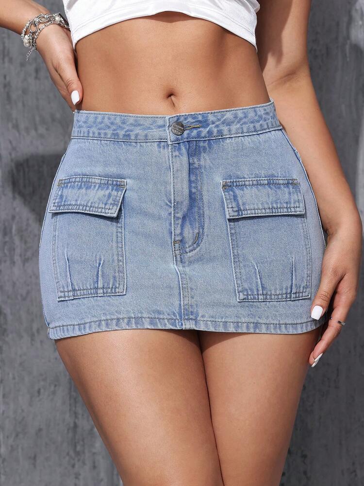 Mini Slim Fit Denim Skirt