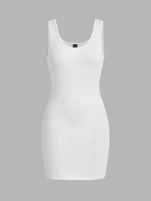 SHEIN EZwear Solid Color Women'S Sleeveless Bodycon Dress - Multicolor - View 5