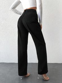 EURMUSE Quần Jeans Ống Thẳng Thường Ngày - màu đen - Xem 4