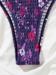 SHEIN Swim Women's Flower Printed Push Up Bikini Set Summer - Multicolor - View 5