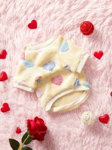 PETSIN Valentine's Day 1pc Yellow Heart Printed Fleece Pet Sweatshirt, Keep Pets Warm - Multicolor - View 4