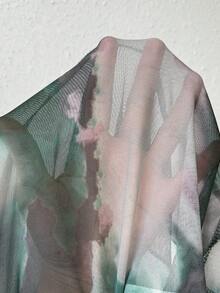 SHEIN Essnce 隨機印花長袖短上衣 - 墨綠色 - 查看 7