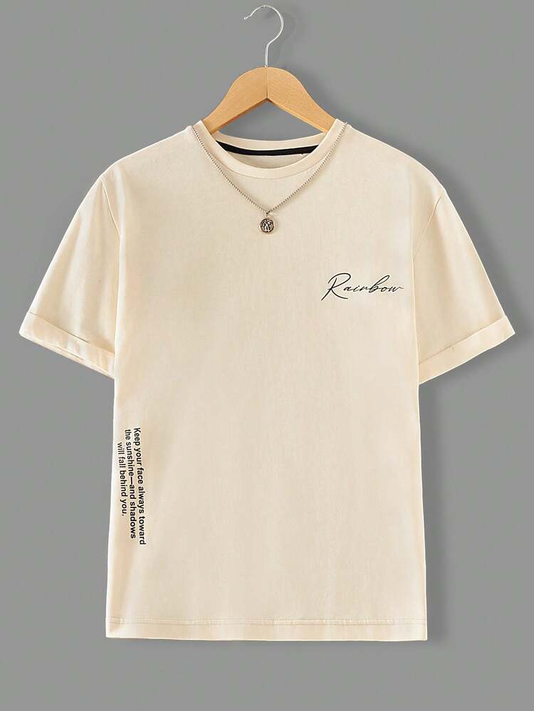 RueChic Con trai Slogan In Áo thun - Màu be - Xem 1