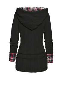 EMERY ROSE Sudadera con capucha de manga larga con parches a cuadros para mujer, Top de manga larga