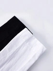 ROMWE Goth 2雙/包女中筒襪,日本風格黑色jk系列半管襪,適用於春、秋,搭配裙子,日常休閒和運動服裝 - 彩色 - 查看 3