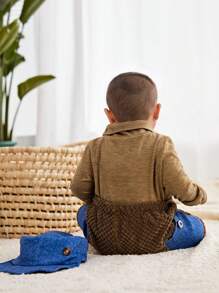 Ensemble bébé garçon de 2 pantalons décontractés et d'un chapeau, tenues de photographie adorables, adaptés aux vacances, à la prise de vues et aux rassemblements festifs - Multicolore - Voir 2