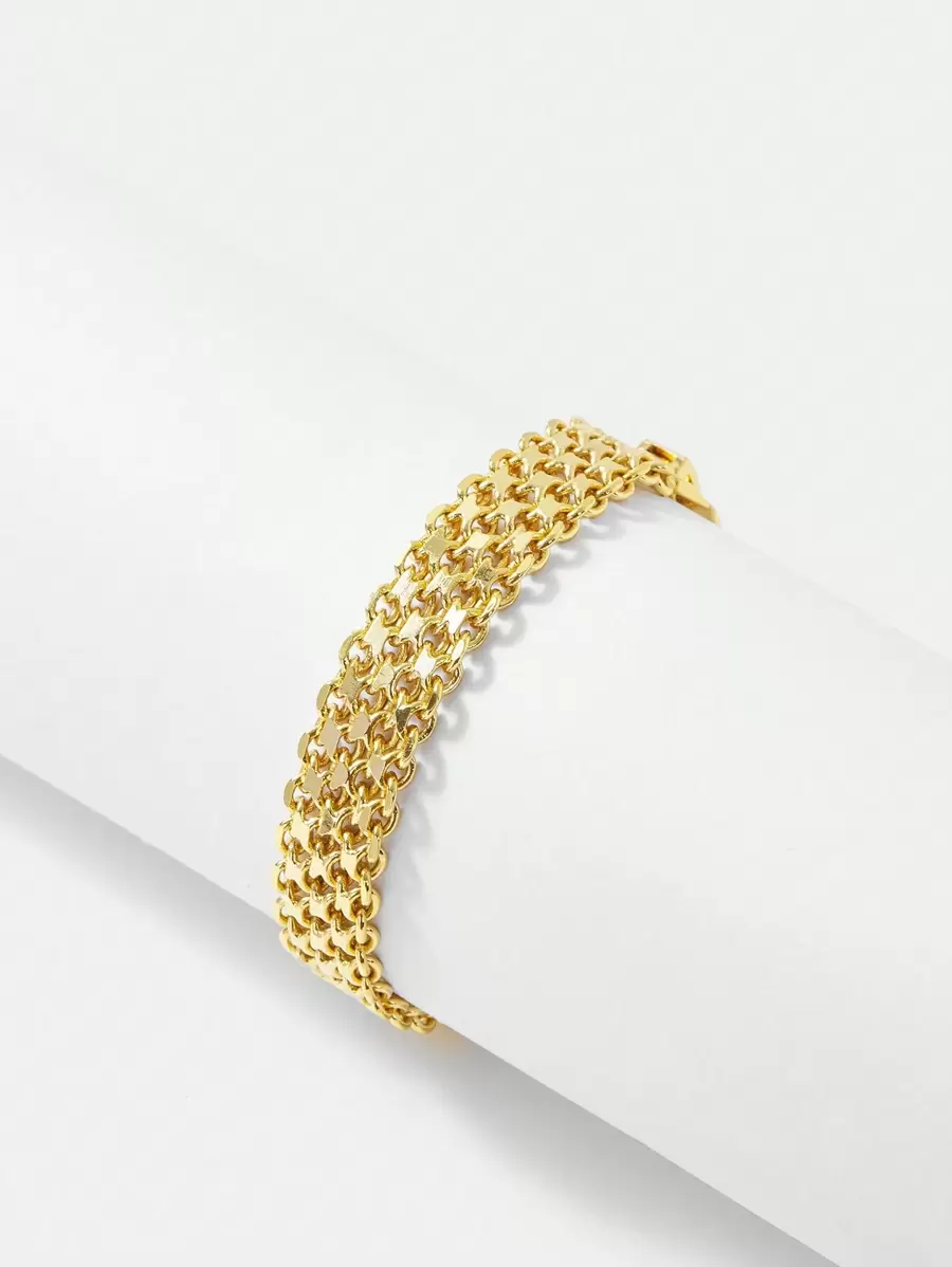 MOTF PREMIUM ELECTROPLATED GOLD COLOR MESH SHAPED BRACELET - Yellow Gold - View 2