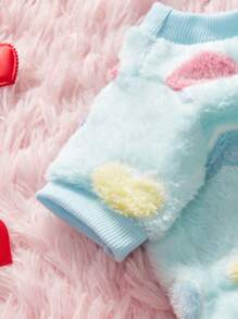 PETSIN 情人節1件淺藍色心形印花法蘭絨寵物毛衣（無帽）,保暖功能 - 彩色 - 查看 7