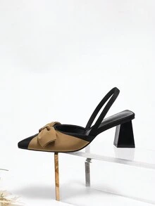 Women's High-Heeled Shoes, Black Chunky Heel Pointed Toe Shoes, Summer New Fashion - Black - View 3