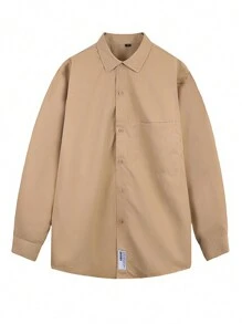 男士春/秋时尚长袖外套 - 卡其色 - 查看 1