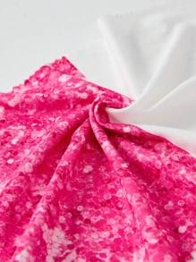 SHEIN 女小童字母圖案前蝴蝶結網紗邊洋裝 - 玫紅色 - 查看 8