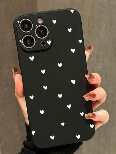 Maryam Alam Artist Girlcore Black Matte Heart Shaped Phone Case, Holiday, Love Valentine's Day