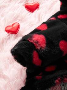 PETSIN Sudadera Con Capucha Peluda De Color Rojo Y Negro Para El Día De San Valentín Con Patrón De Corazón - Multicolor - Ver 5