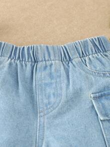 SHEIN Vintaside Kids Shorts En Jean Décontracté Et Confortable Pour Bébés Garçons Avec Poches