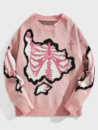 Our Street Life Men's Skull & Cross Pattern Drop Shoulder