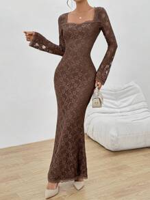 Aloruh 女士蕾絲修身人魚裙