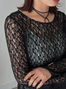 FRIFUL Black Lace Long Maxi Dress - Black - View 7