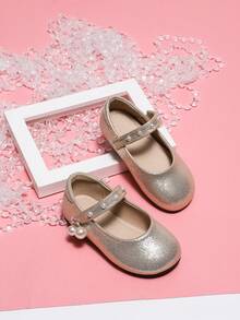 Girls' Sweet And Cute Princess Flat Shoes, Soft Bottom Dance Shoes With Stage Performance Design For Children, Autumn And Winter - Gold - View 3