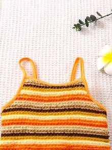 Little Girls' Striped Casual Two Piece Set - Multicolor - View 3