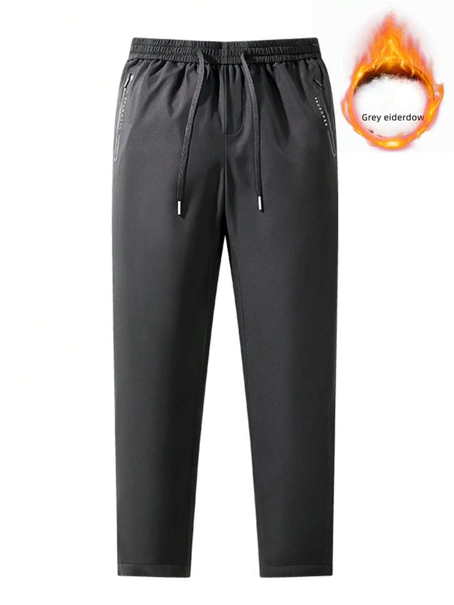 男士抽繩低腰長褲 - 黑色 - 查看 1