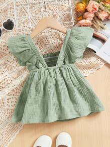 SHEIN Young Girl's Ruffle Hem Blouse - Green - View 2