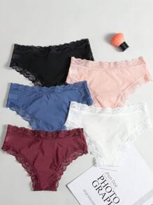 5入組蕾絲拼接三角褲