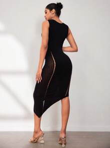 SHEIN Unity Sophisticated Sleeveless Dress With Hollow Out Details - Black - View 2