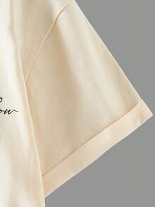 RueChic Con trai Slogan In Áo thun - Màu be - Xem 3