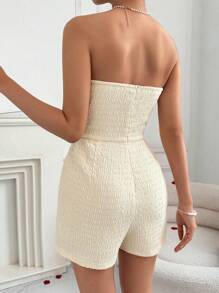 SHEIN Privé Của phụ nữ Ngày lễ tình nhân Quây Eo Kẹp chặt Eo cao Romper - Màu vàng - Xem 2